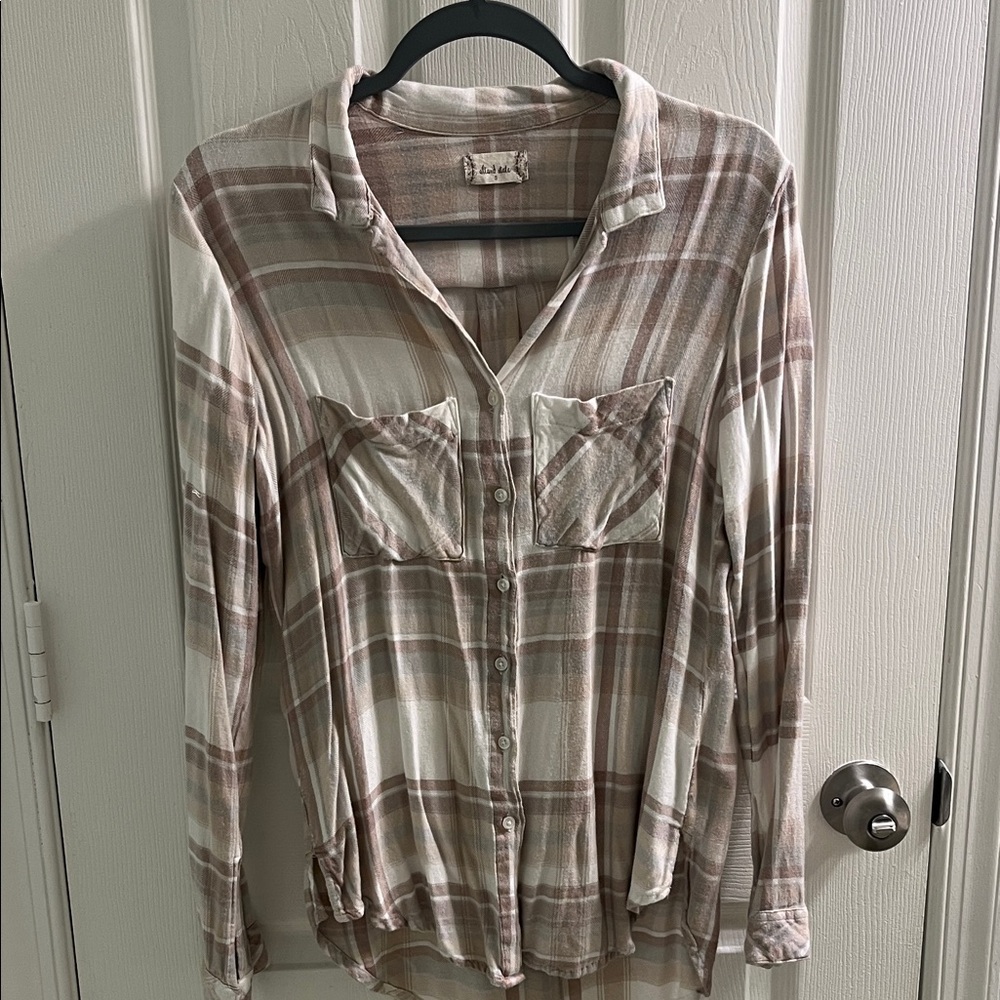 Altar'd State Neutral Plaid Flannel